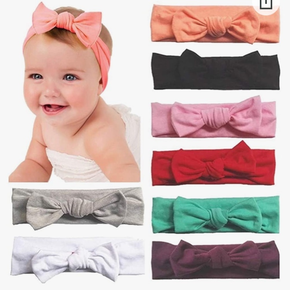 Newborn and Toddler Cotton Knotted, Girl's Rabbit Ear Hairbands 8pcs